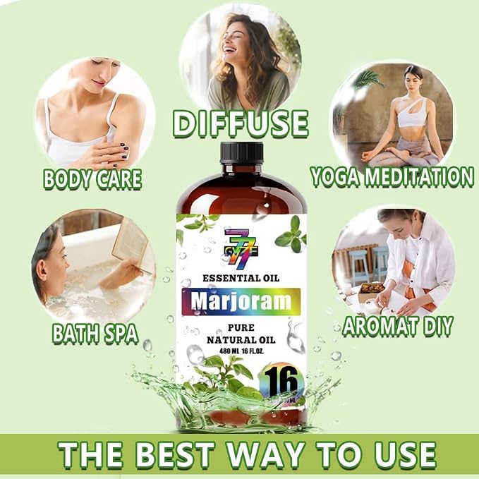 Marjoram Essential Oil, Marjoram Oils, for Diffuser, Massage, Humidifier, DIY Candles, Soap, Home, Yoga, Gift, Essential Oil, GV77ZF Marjoram Fragrance Oil - 16 fl oz (480 ml)