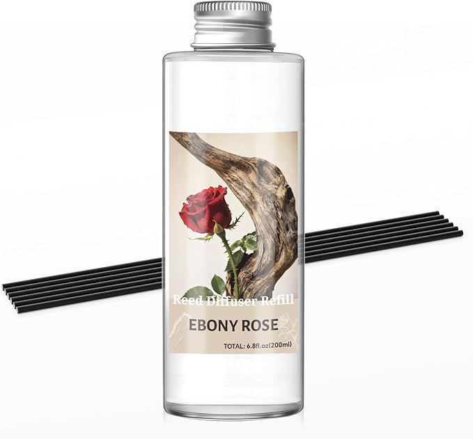 SCENTORINI Reed Diffuser Oil Refill, Ebony Rose Diffuser Oil 6.76 Fl Oz, Natural Scented Essential Oil Refill Long Lasting Summer Home Fragrance for Room Spa Aromatherapy Bathroom Home Decor