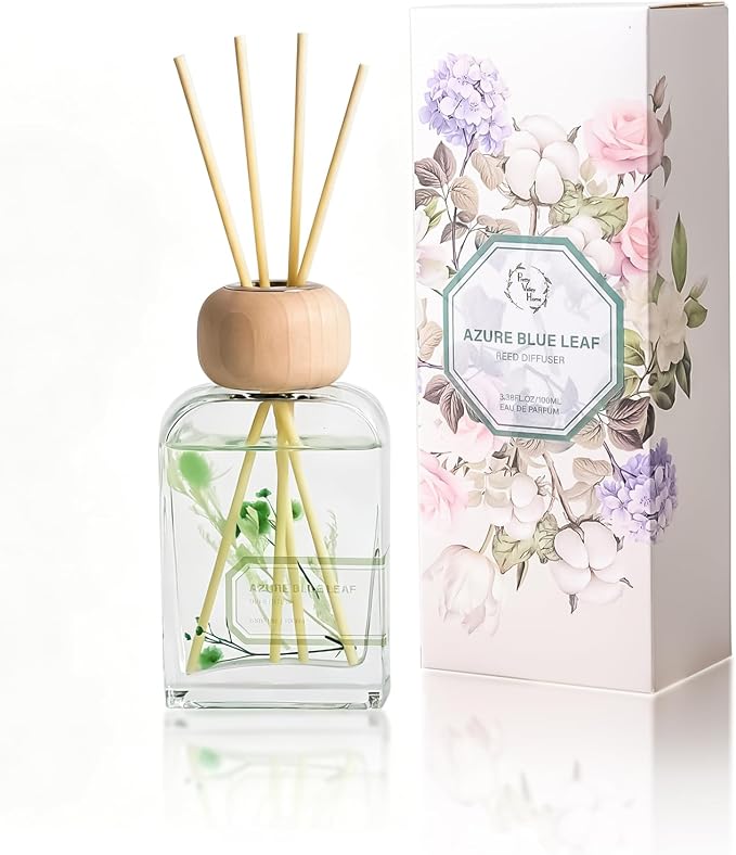 Reed Diffuser Set, 3.4 fl oz - Refreshing Scented Oil Diffuser with Sticks, Earl Grey Woods Bathroom Scent Diffuser, Home Fragrance for Bedroom, Living Room, Bathroom Shelf Decor