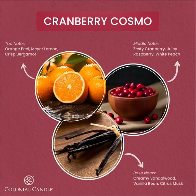 Colonial Candle Cranberry Cosmo Scented Jar Candle, 2 Wick, 3.5 oz, Mottled Wax Candle