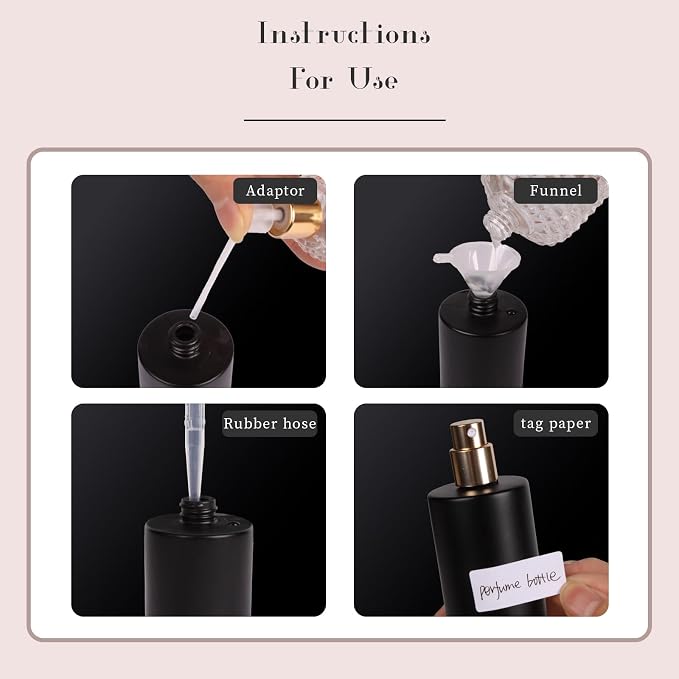 2pcs 50ml Glass Spray Bottle for Perfume,Refillable Travel Perfume Atomizer Bottles,Black Portable Cologne Atomizer Empty Bottle.(Black)