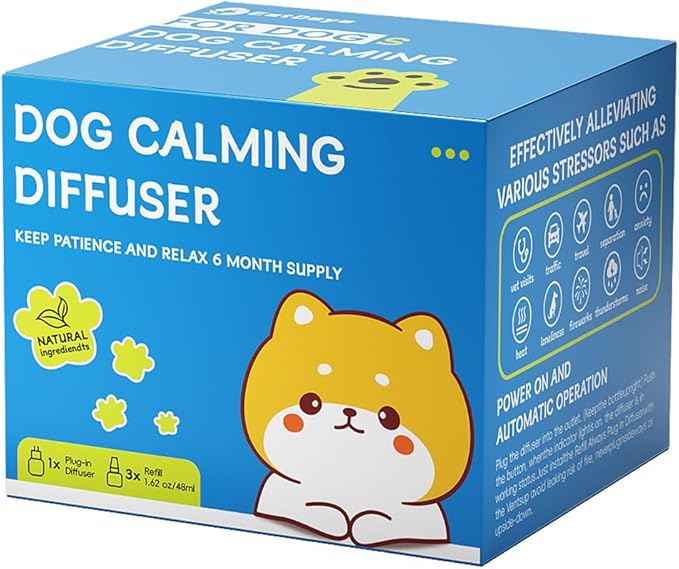 Dog Calming Diffuser-Pheromone Plug-in for Anxiety Relief, Stop Dog Peeing in House & Barking-Calming Device with Essential Oils (1 Plug and 1 Refill Bottles) | 30-Day Refill