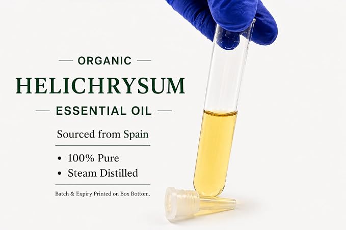Helichrysum Essential Oil, USDA Certified Organic, 100% Pure Undiluted, Aromatherapy Oil for Diffuser, Hair & Skin Care