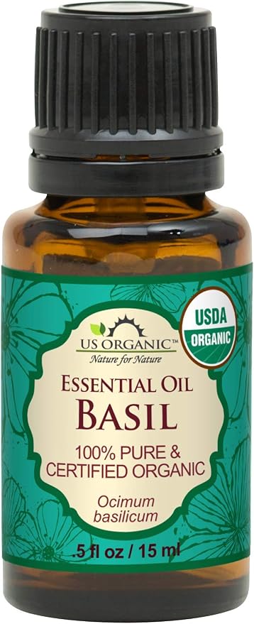 US Organic 100% Pure Basil Essential Oil - USDA Certified Organic, Steam Distilled, 15 ml
