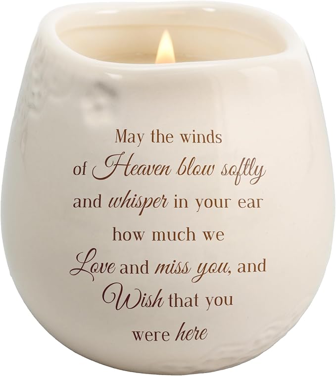 Pavilion Gift Company - Winds of Heaven 8 oz Bereavement Candle, Memorial Gifts for Loss of Mother Father Friend Loved One, Remembrance, Condolences, Sympathy, 1 Count, Cream