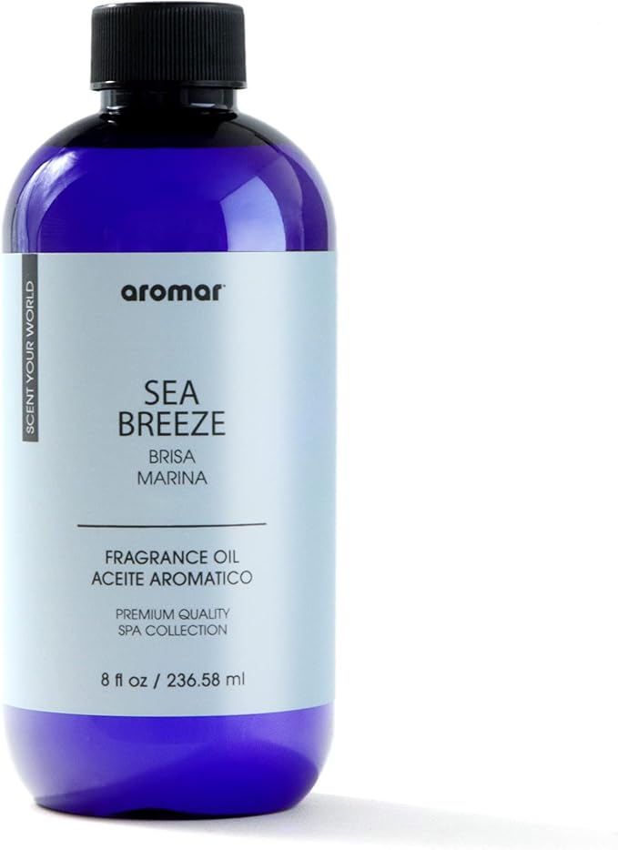 AROMAR Premium Fragrance Oil, Long-Lasting, Refreshing Uplifting Aroma for Aromatherapy, Relaxation & Household Uses. Sea Breeze 8oz