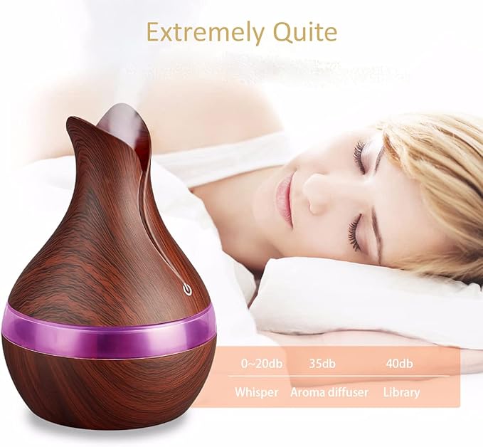 Essential Oil Diffuser 10 Hours One-Fill Diffuser Electronic Ultrasonic Humidifier Aromatherapy Home Essential Oil Cool Mist with 7 Color Lights Auto Shut-Off - 300ML