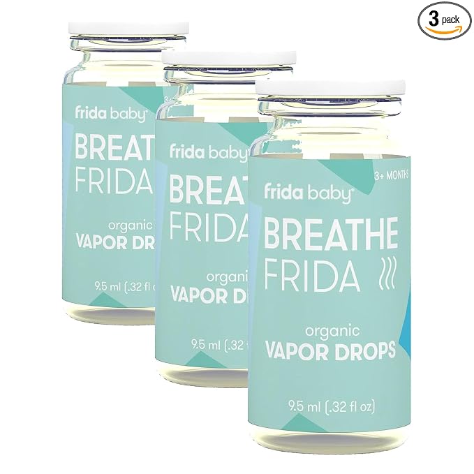 Frida Baby Breathefrida Vapor Bath Drops, Baby-Congestion Relief with Eucalyptus Essential Oil for Humidifier, Aromatherapy Oil Help Baby Breathe Easy (Pack of 3)