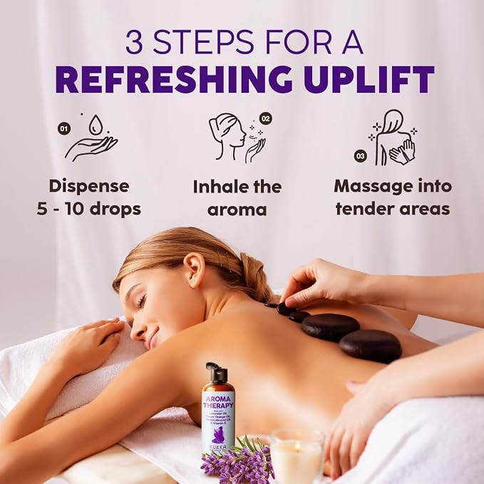 Kukka Aromatherapy Massage Oil for Massage Therapy - 3.38 Fl Oz - Full Body Oil Relaxing, Lavender, Orange, for Women & Men - Spa Quality & Deeply Moisturizing