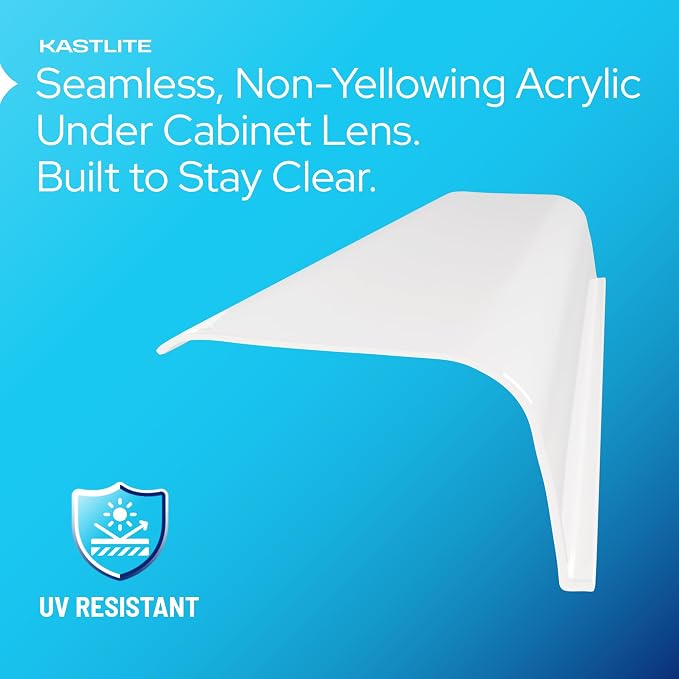 KASTLITE Curved Under Cabinet Light Cover Replacement | Smooth White Acrylic Undercabinet Lens Diffuser | 33" L x 2-3/4"W x 1-1/2"H | Under Counter Lights for Kitchen, Bathroom & Vanity | Shape E