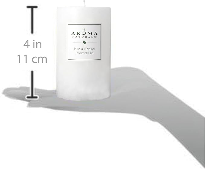 Aroma Naturals Patchouli and Frankincense Essential Oil White Scented Pillar Candle, Meditation, 2.5 inch x 4 inch