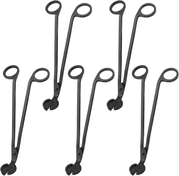 5 PCS 7 Inch Black Candle Wick Trimmer, Stainless Steel Wick Cutter for Candles, Cut Spent Wicks, Allow Cleaner Burn and Prevent Soot Buildup, Wick Clipper Scissor Candle Tool