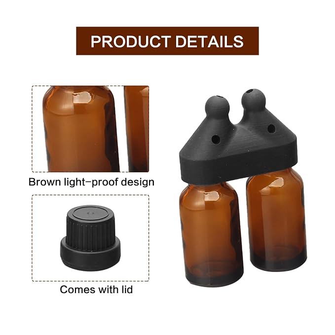 Mini Essential Oil Inhaler,Leakproof Double Hole Aroma Bottle Sniffer Cap | Essential Oil Inhaler Caps Nasal Lids,Perfume Inhaler Dispenser Bottle for Enhances Aromatherapy