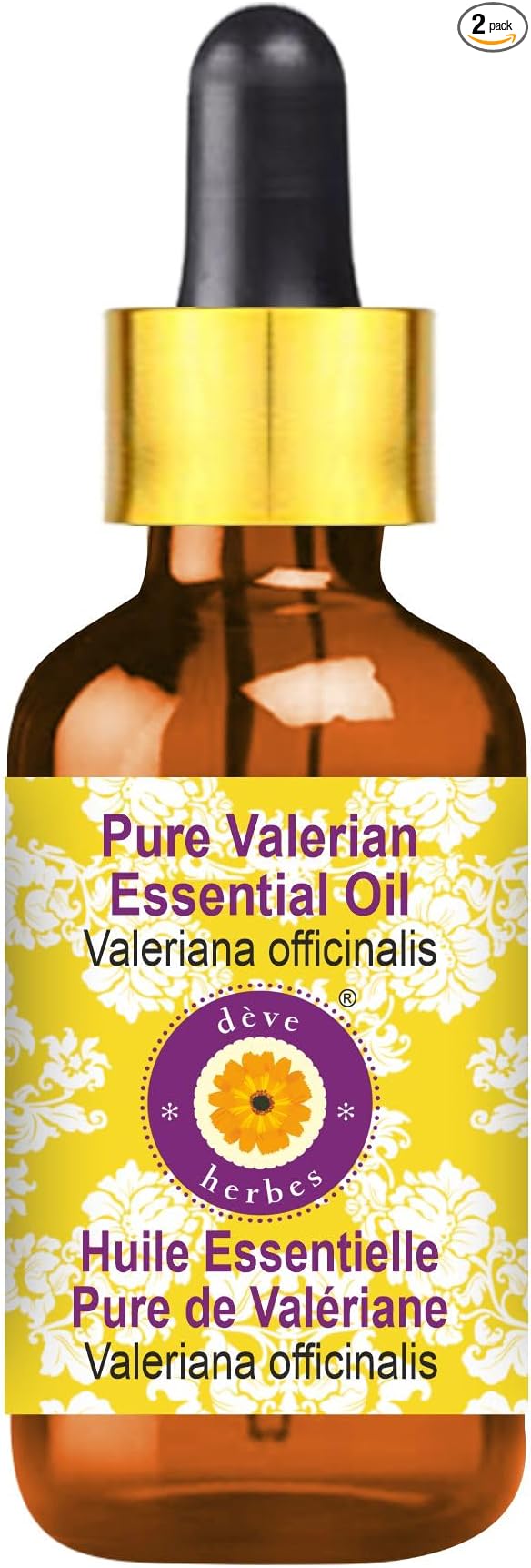 Deve Herbes Pure Valerian Essential Oil (Valeriana officinalis) with Glass Dropper Steam Distilled 15ml (0.50 oz)