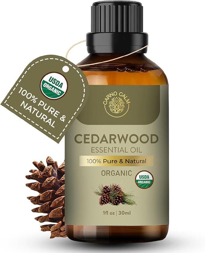 Cedarwood Essential Oil | USDA Certified Organic Cedarwood Oil | for Hair and Skin | Woody and Earthy Aroma for Diffuser | DIY Uses | 30ml
