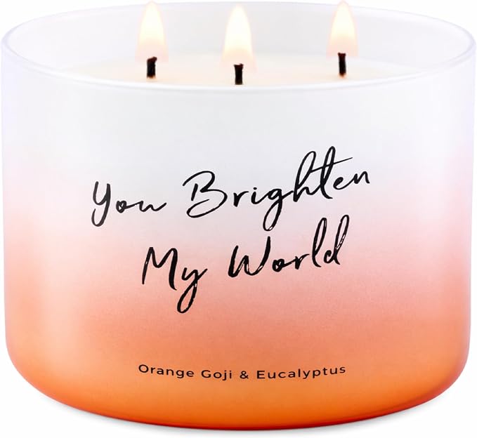Orange Goji Eucalyptus Scented Soy Candle | Large 3-Wick Candle for Home, 15.8 oz | Citrus & Eucalyptus Aromatherapy Candle | Birthday & Thank You Gifts for Women | Candles for Women & Men