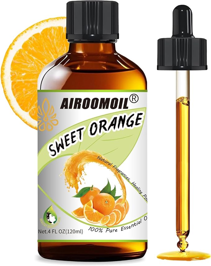Sweet Orange Essential Oil 4 fl oz – 100% Pure Natural Citrus Oil for Diffuser, Natural Cleaning, DIY Soap & Candle Making, Fresh Orange Aroma for Home Fragrance – Large Value Bottle