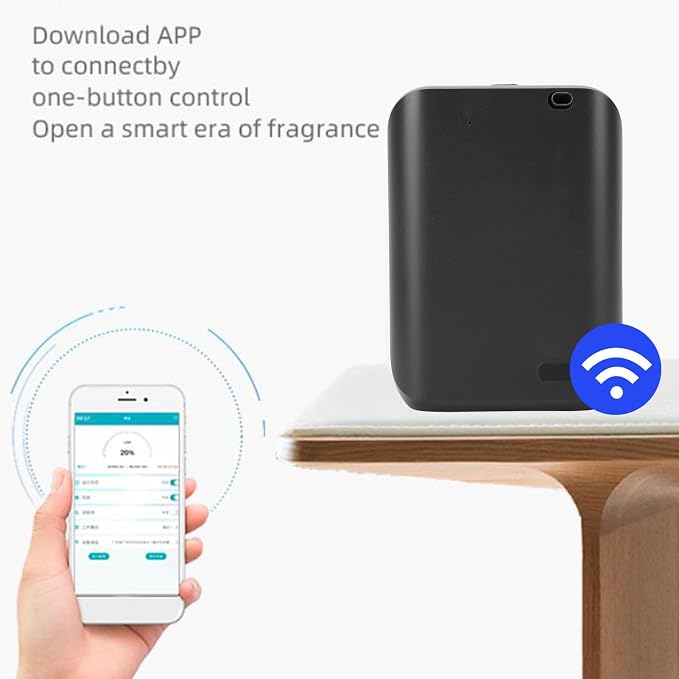 Smart Scent Air Diffuser with APP Control, 150ML Large Coverage Air Freshener for up to 2152.78 Sq.Ft Space, Wall Mount or Desktop Use for Hotel, Office, Club, SPA and Com (Black)