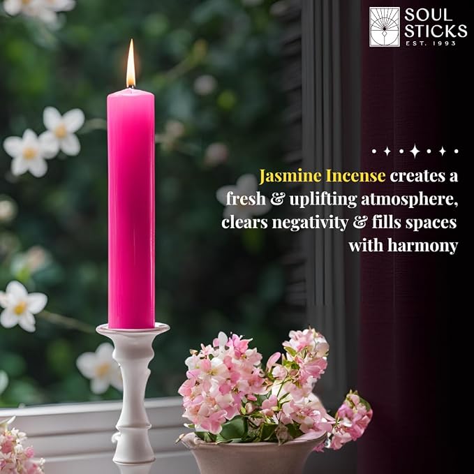 SOUL STICKS 4" Scented Ritual Candles Chime Taper Premium Candles 20 pcs for Rituals, Ceremonies, Meditation, Altar and Spells (Hot Pink/Jasmine)