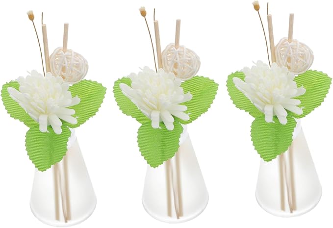 3pcs Decorative Diffuser Dried Flowers and Rattan Sticks for Home Fragrance Elegant Bottle for Bathroom Bedroom and Living Room Decor