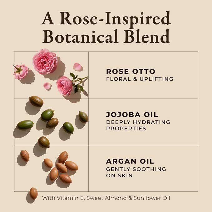 Gya Labs Rose Massage Oil - 6.76 Fl Oz - Delivers Deep Relaxation with Luxurious Feel, Offers Deep Hydration for Skin - Made with Authentic Rose Otto, Non-Greasy Formula, Non-GMO and Cruelty-Free