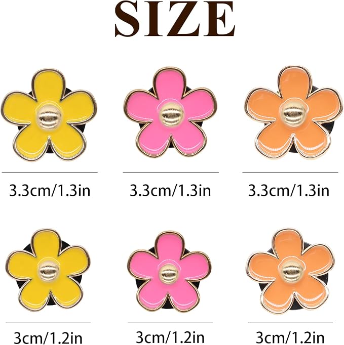 ORIESSE 6pcs Flower Air Freshener Vent Clips,Pink Yellow Orange Daisy Car Decor Accessories for Women,3.3cm/3cm Girly Refillable Diffuser
