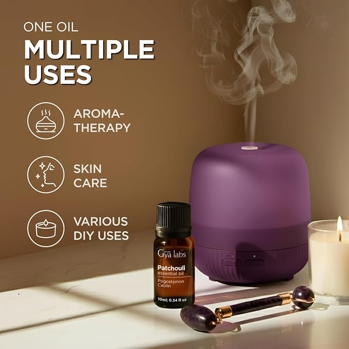 100% Pure Patchouli Essential Oil - 0.34 Fl Oz - Patchouli Oil for Hair, Skin, Diffuser, Aromatherapy & DIY Candle Making Scent