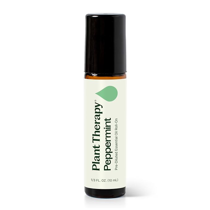 Plant Therapy Peppermint Essential Oil, 10 mL (1/3 oz), Pre-Diluted Roll-On for On-The-Go Convenience, Fresh Peppermint Scent, Great for Cooling, Easing Tension, and Uplifting Your Mood