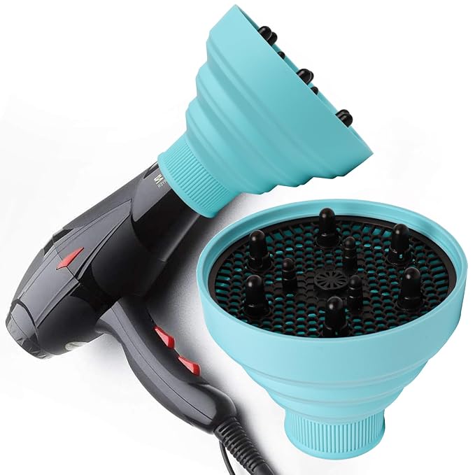 Universal Collapsible Hair Dryer Diffuser Attachment-Foldable Portable Travel and Easy Storage Hair Diffuser Fit Most Hair Dryers with Nozzle Diameter D-1.575Inch to 1.968 Inch (4-5cm)- Blue