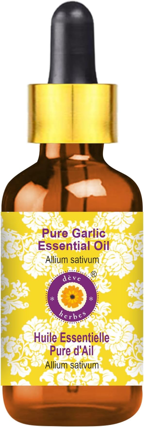 dève herbes Garlic Essential Oil (Allium sativum) with Glass Dropper | Pure | Non-Sticky | Non-Greasy | Lightweight | Men & Women | All Skin Types | Steam Distilled 50ml (1.69 oz)