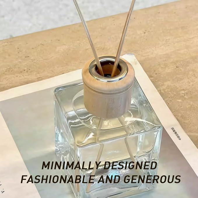 50ml/1.7oz Empty Reed Diffuser Glass Bottles, Refillable Fragrance Diffuser Bottle with Wooden Caps, DIY Home Aroma Scent Diffuser Container for Custom Fragrance Making