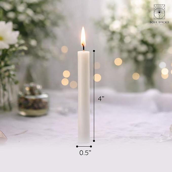 SOUL STICKS Happiness Magic Spell Chime Candles White Taper Candles 20 Pack - Taper Candle White for Altar, Rituals, Ceremonies, Meditation, Witchcraft Supplies, Wiccan, Candles Clearance
