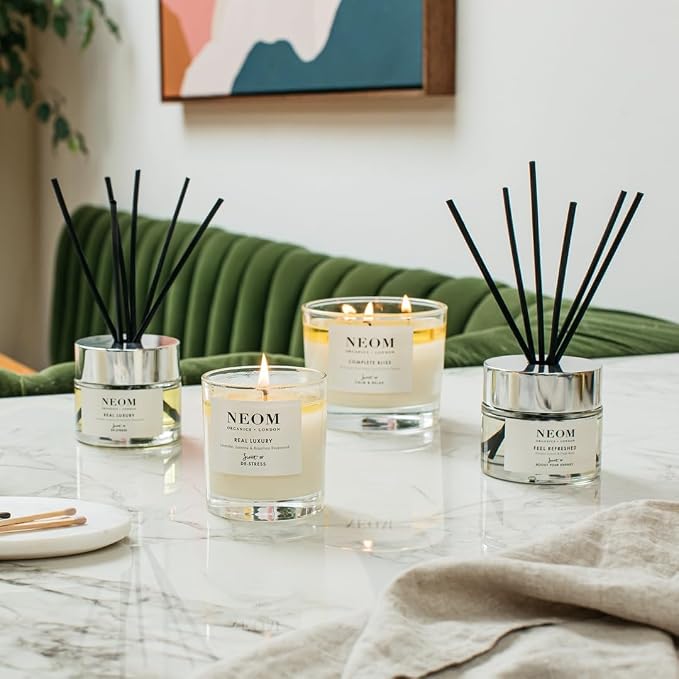 NEOM- Feel Refreshed Scented Candle, 3 Wick | Lemon & Basil | Essential Oil Aromatherapy Candle | Scent to Boost Your Energy