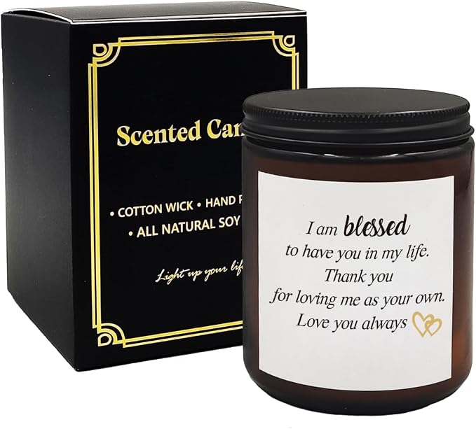 Mancheng-zi Bonus Mom Gifts, Stepmom Gifts, Mother in Law Gifts, Bonus Mom Stepmom Mother in Law Gifts from Daughter Son, Thank You for Loving Me As Your Own Scented Candles