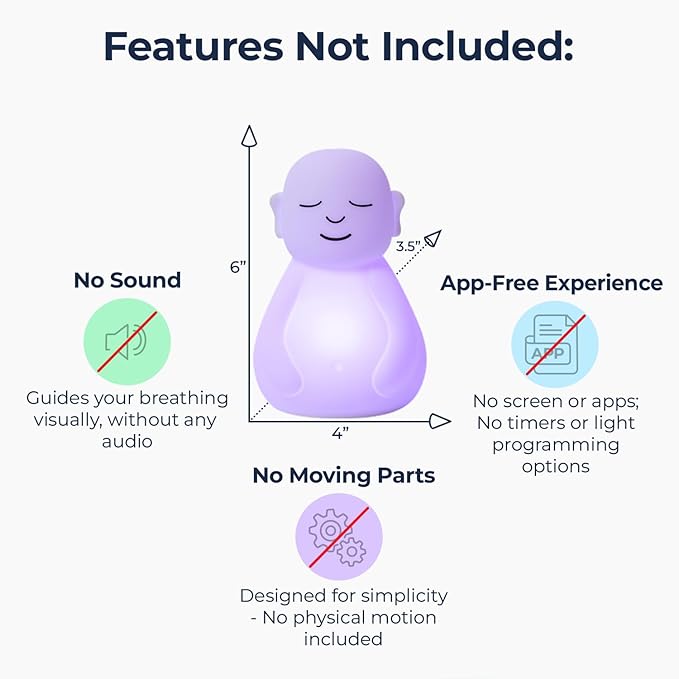 Mindsight 'Original Breathing Buddha' Guided Visual Meditation | 3 Modes to Slow Your Breathing & Calm Your Mind | Stress & Anxiety Relief | Wellness Gift | Adults, Kids, Classrooms | USB Rechargeable