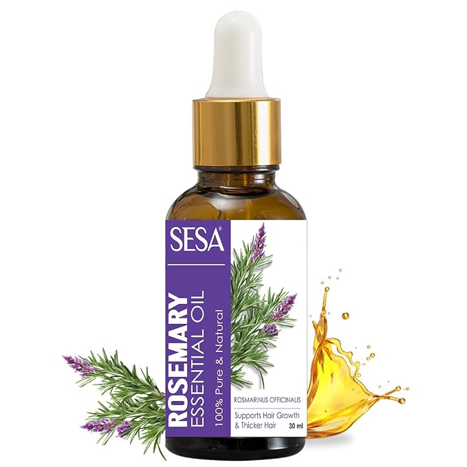 sesa Rosemary Essential Oil For Hair Growth Nourishes Skin Hair Fall Control | 100% Pure & Natural Rosemary Oil, 30 ml | Men and Women