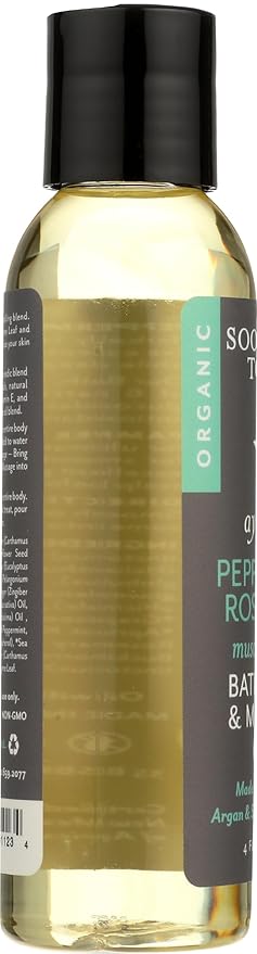 Soothing Touch Peppermint Rosemary Organic Bath, Body & Massage Oil, 4 Fl Oz