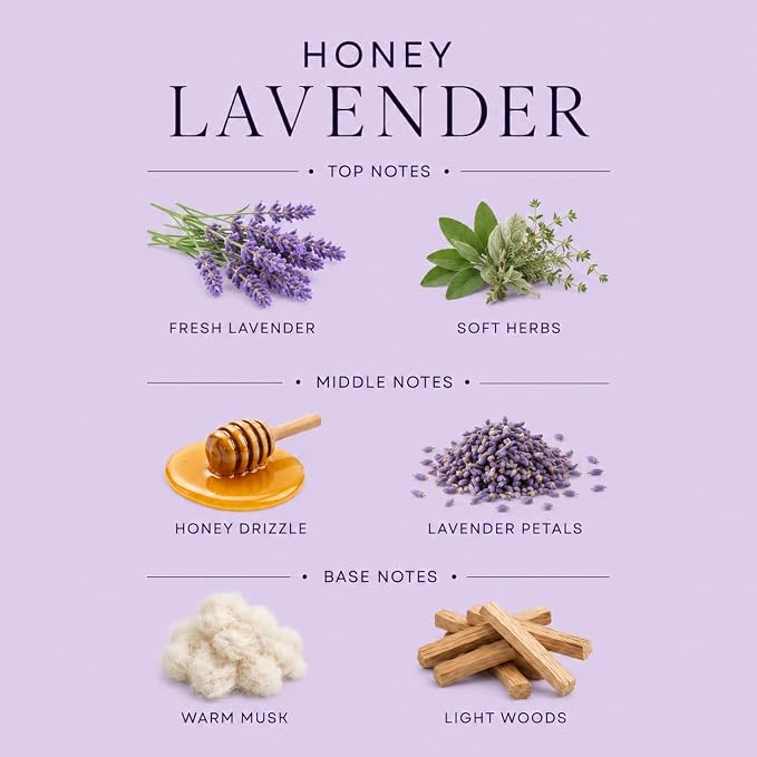 Affinati Honey Lavender 3-Wick Scented Candle 2-Pack – Premium Soy Blend Candles, Strong Scent Throw, Long Burn Time, Home Fragrance Gift Set