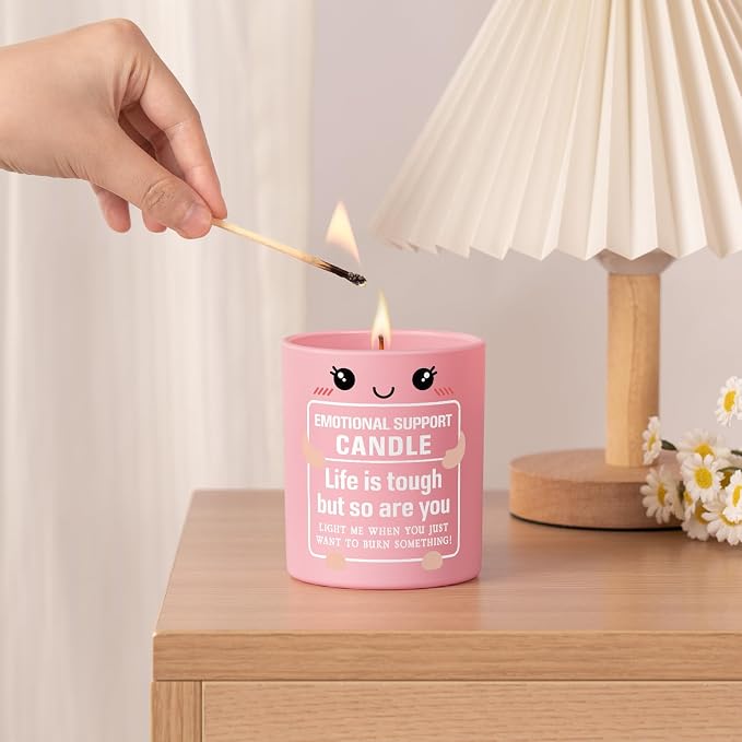 Funny Emotional Support Candle 10Oz, Inspirational, Cheer Up, Encouragement, Cancer Care, Get Well Gifts for Women Friends Coworkers, Life Is Tough But So Are You Stress Relief Scented Candle