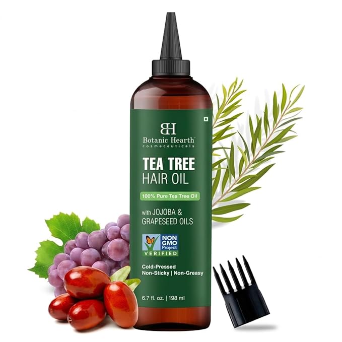Botanic Hearth 100% Pure Tea Tree Scalp Oil for Hair Growth, Dandruff & Itchy Scalp Relief 6.7 Fl Oz | Infused with Coconut Oil | Repairs Dry Damaged Hair & Strengthens Hair | All Hair Types