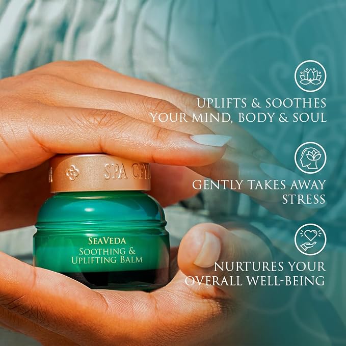 SPA CEYLON SeaVeda Soothing & Uplifting Balm – Citrus, Spearmint & Patchouli Essential Oil Balm, Natural, Vegetarian, Ayurveda, Silicone & Paraben Free, 25g