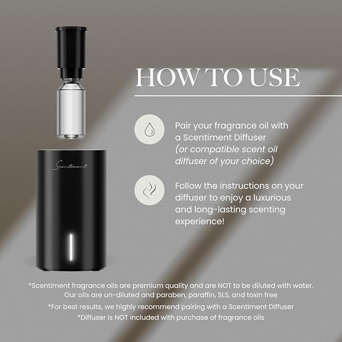 Scentiment - Tabac Designer Collection Diffuser Oils | Aromatherapy Home Fragrance | Luxurious Scent with Notes of Tobacco, Cacao, Wood, – 1.69 fl oz (50 mL)