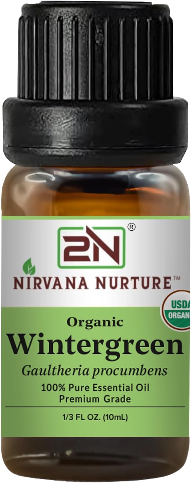Wintergreen Essential Oil, USDA Certified Organic, 100% Pure Undiluted, Aromatherapy Oil for Diffuser, Hair & Skin Care