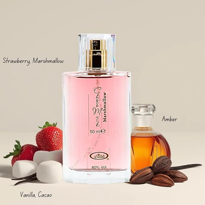Al-Rehab Choco Musk Marshmallow 3-Piece Gift Set – Eau de Parfum 50ml + Shower Gel 200ml + Body Mist 250ml – Sweet Strawberry & Marshmallow Unisex Collection
