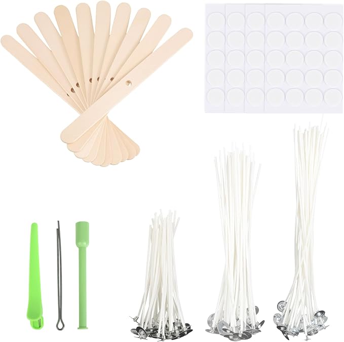 Phinus Candle Wicks Kit 213 PCS, 3 Different Size Candle Wicks for Candle Making, DIY Candle Wick with Complete Tool for Soy Wax, Beeswax, Coconut Wax (4 Inch, 6 Inch and 7.8 Inch in Length)