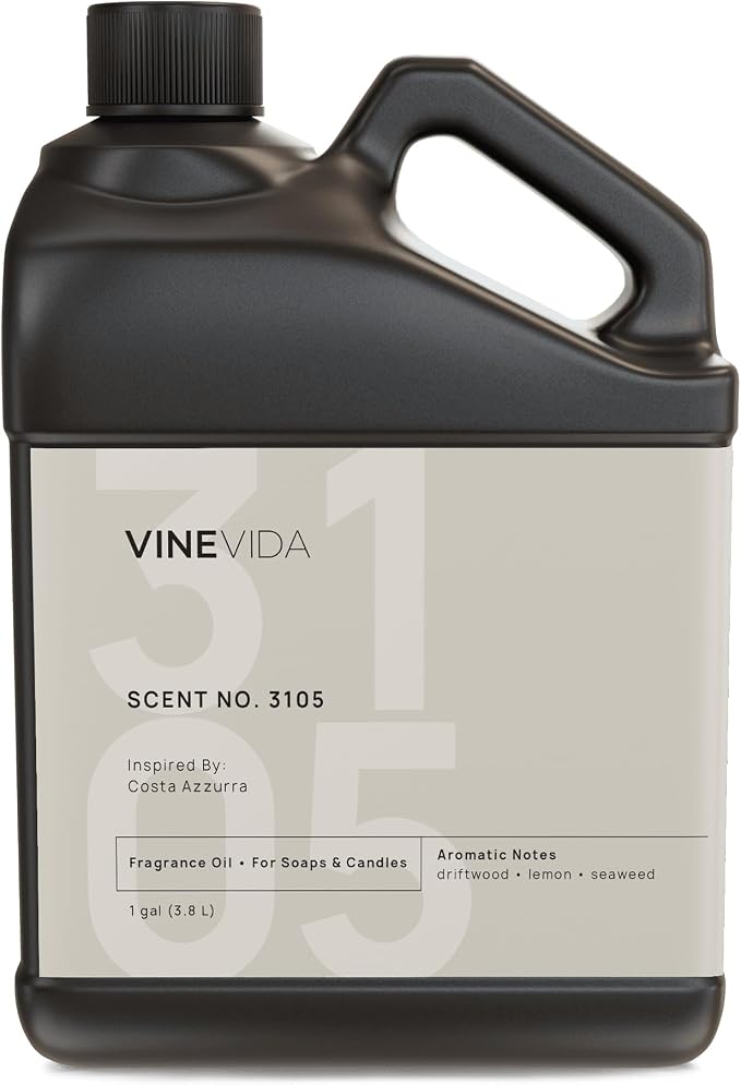 VINEVIDA Scent NO. 3105 Fragrance Oil - 1 Gallon (8lbs) - Inspired by: Costa Azzurra Fragrance Oil for Candle Making - Made in USA Candle Scents Scents for Soap Making