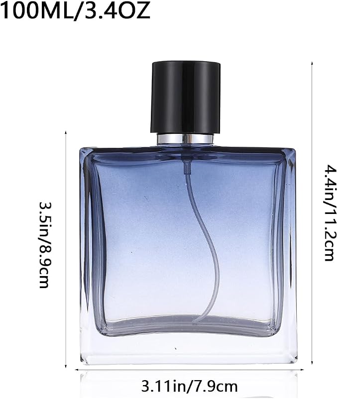 Refillable Cosmetic Spray Perfume Bottle, Empty Glass Fine Mist Atomizer Essential Oil Container for Travel 100ml /3.4oz (100ml)