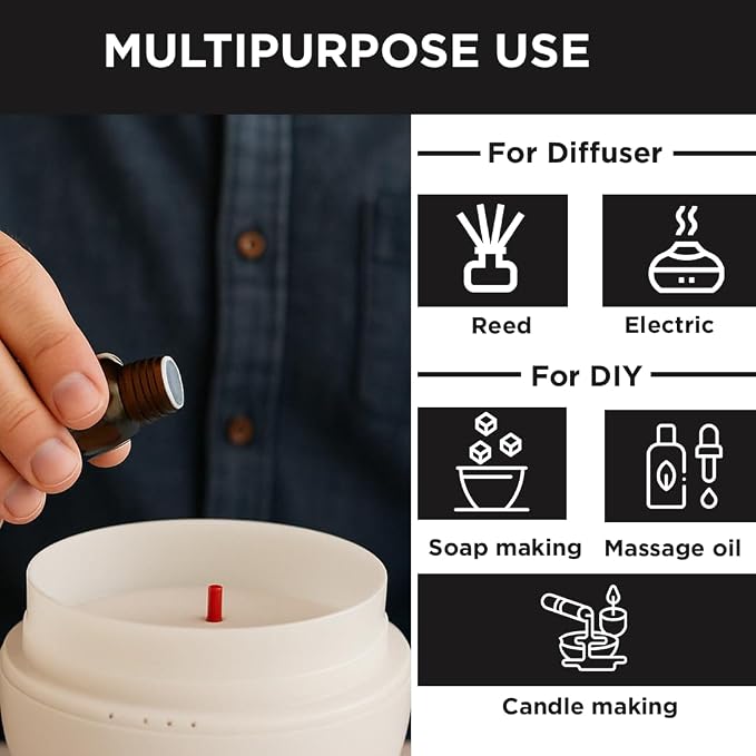 Folkulture Men Essential Oils Set for Diffuser, Father's Day & Birthday Gift for Men - 6x10ml Fragrance Oils for Candle Making, Scented Oil Gift Set,Oud,White Musk,Tobacco,Sandalwood & Leather Wood