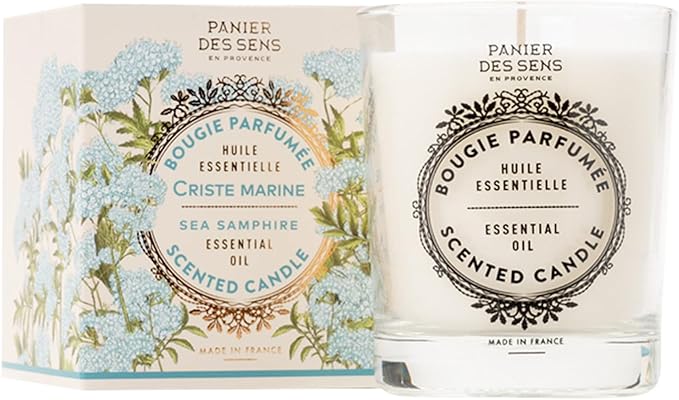 Panier des Sens Sea Samphire Candle - Hand-Poured in Provence, France - Long Lasting Scented Candles - up to 55 Hours Burn Time - Sea Samphire Scented Candle - 100% Natural Cotton Wick - 6.3 oz