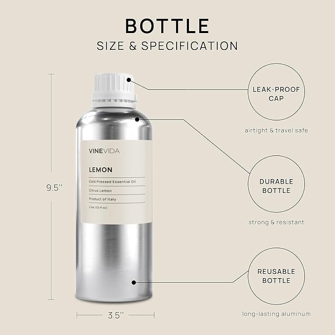 VINEVIDA [32 oz] Pure Lemon Essential Oil